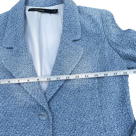 IRIS SETLAKWE Linen/Cotton Blue Two-Button Blazer - Picture 7 of 14